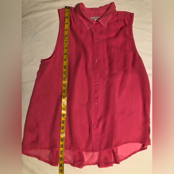 American Eagle Outfitters, pink chiffon sleeveless button up high-low blouse, M - Picture 6 of 8